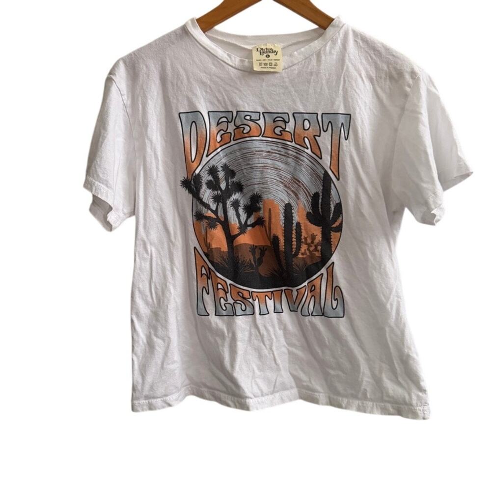 Dirtee‎ Laundry Womens Desert Festival L White Graphic World Tour Rock Tee Shirt